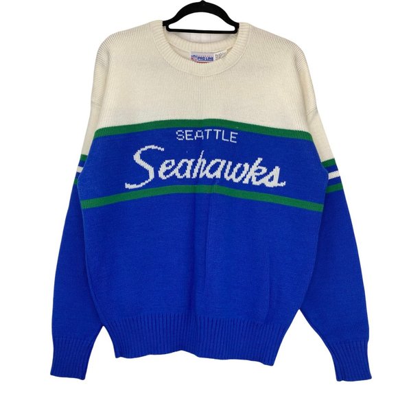 NFL Sweaters - Rare Vintage Seattle Seahawks Sweater NFL Authentic Pro Line Cliff Engle